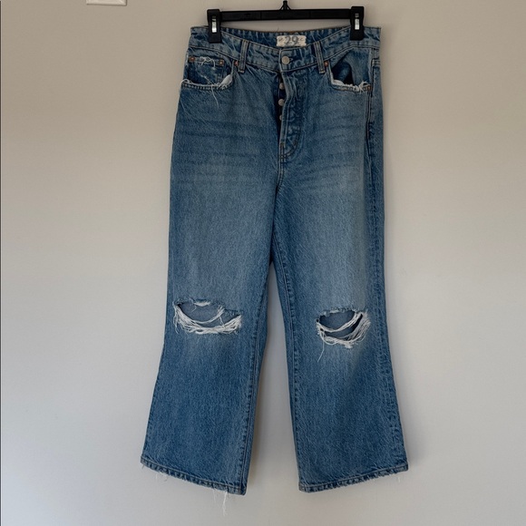 We The Free Blue Distressed Flare Jeans - Picture 1 of 9